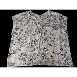 NWT Liz Claiborne Short Sleeve Blouse Womens White Black Floral 3X  Lightweight